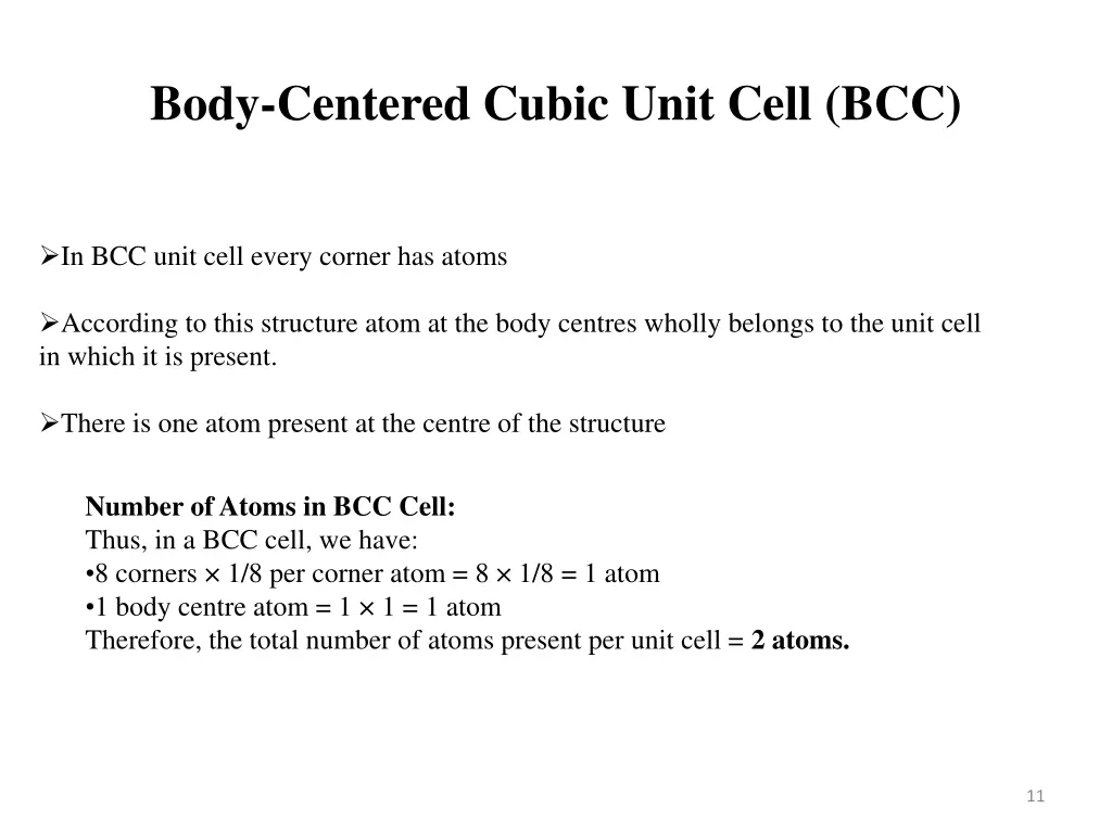 body centered cubic unit cell bcc 1