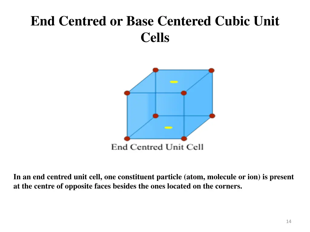 end centred or base centered cubic unit cells