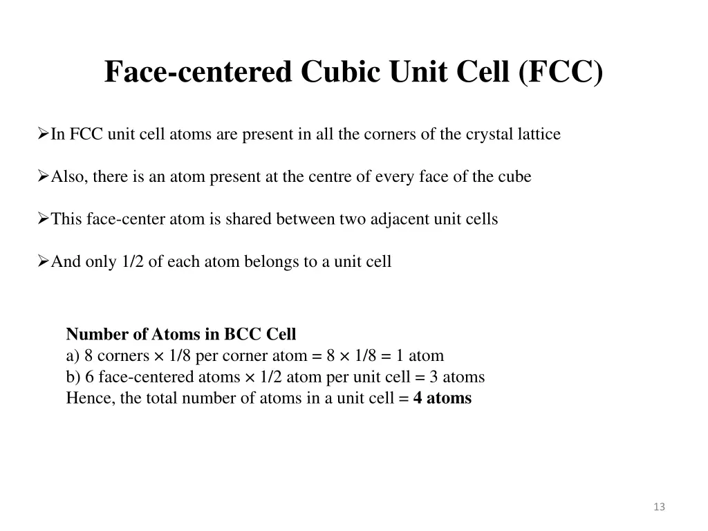 face centered cubic unit cell fcc 1