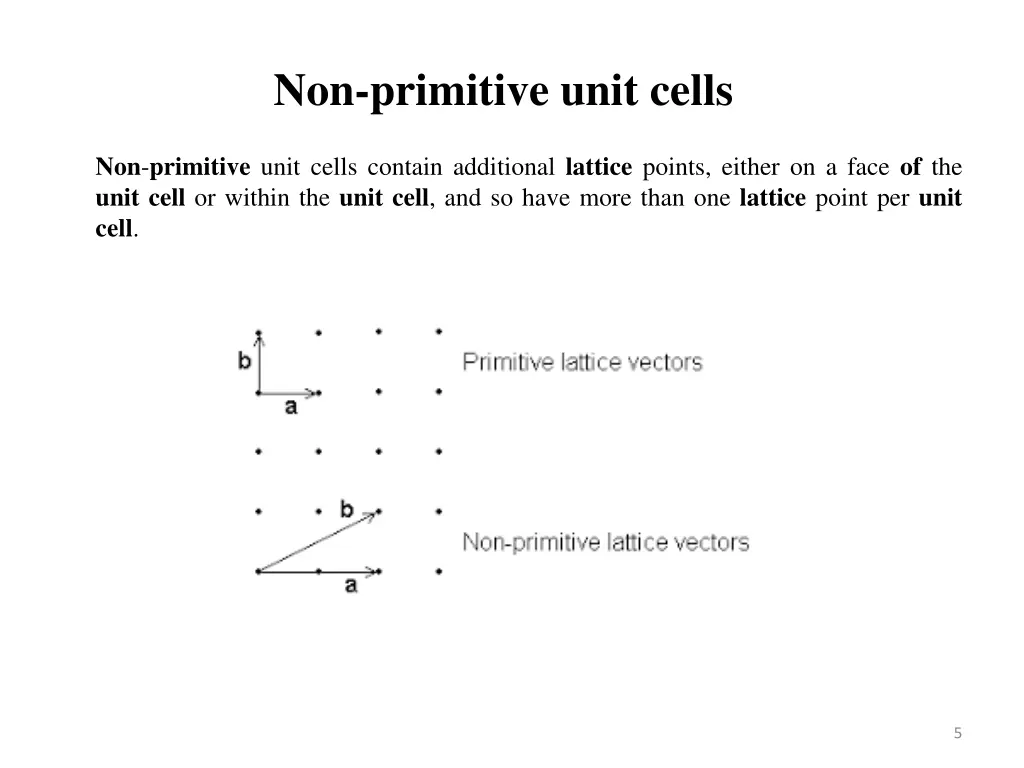 non primitive unit cells
