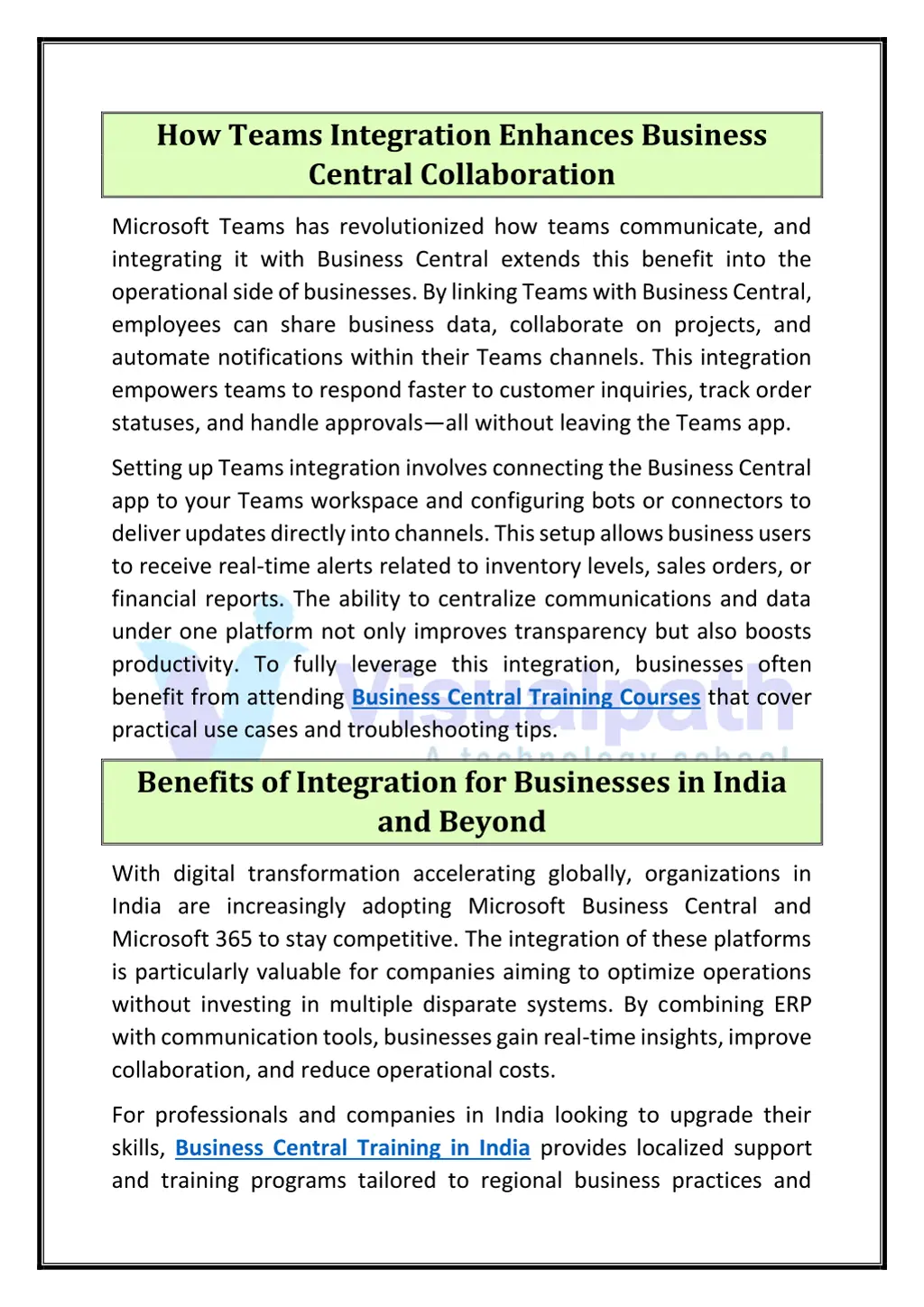 how teams integration enhances business central