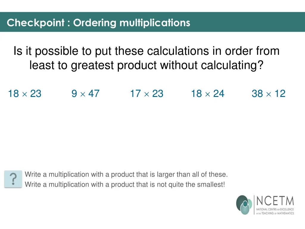 checkpoint ordering multiplications