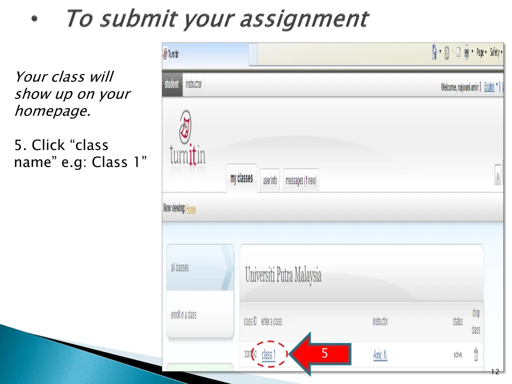 your class will show up on your homepage