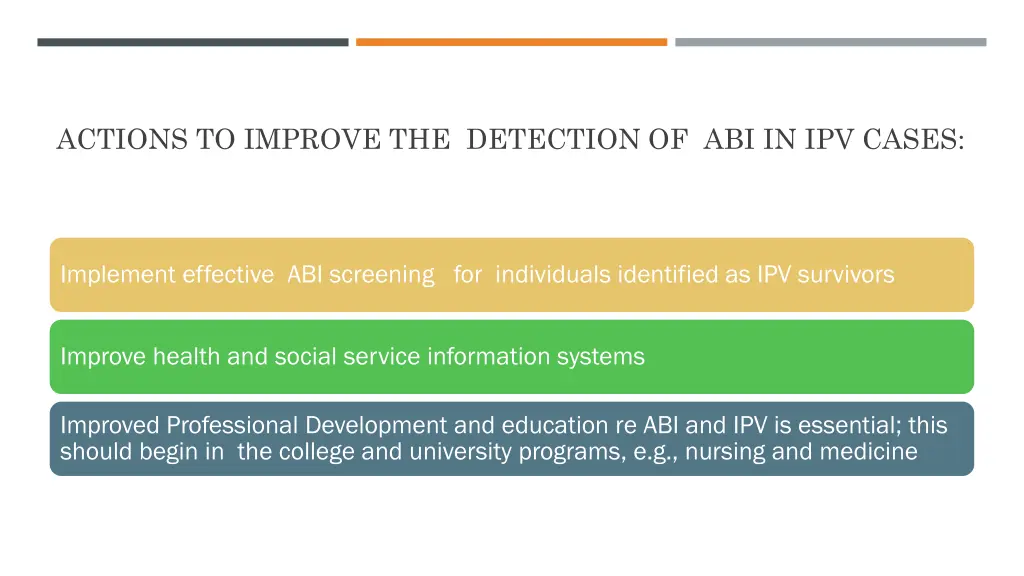 actions to improve the detection