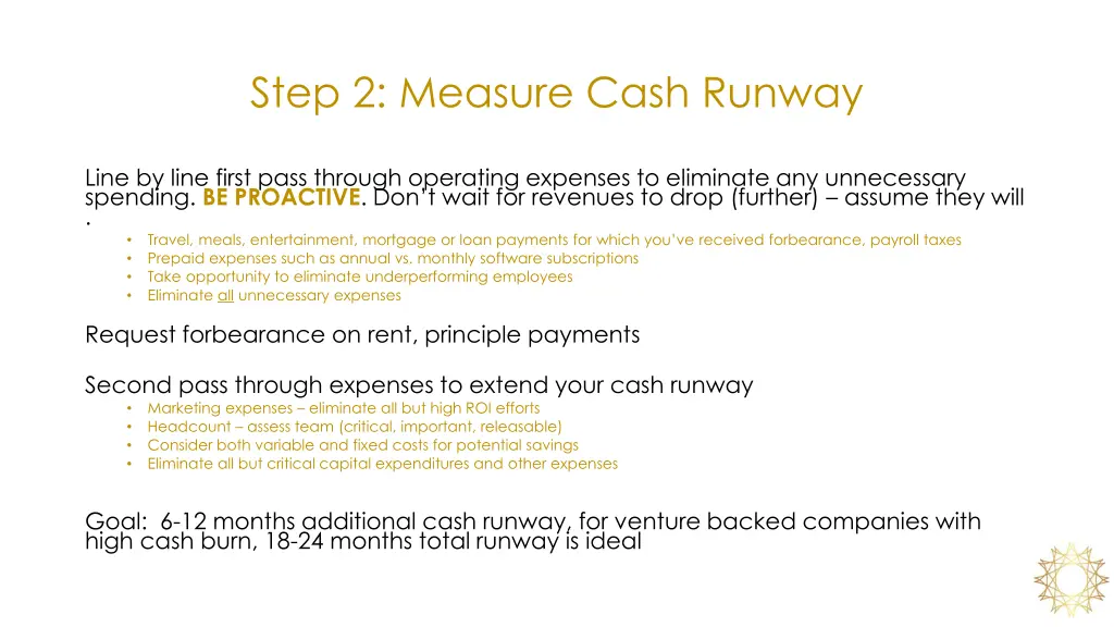step 2 measure cash runway 1