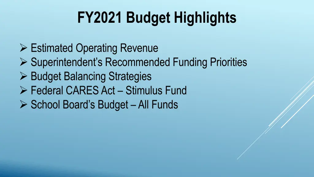 fy2021 budget highlights