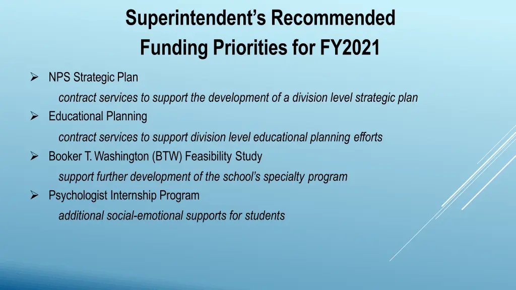 superintendent s recommended funding priorities 2
