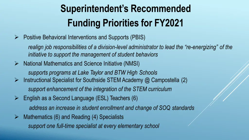 superintendent s recommended funding priorities 3