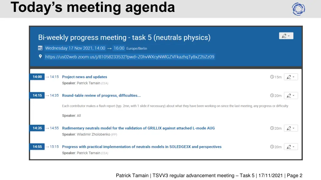 today s meeting agenda