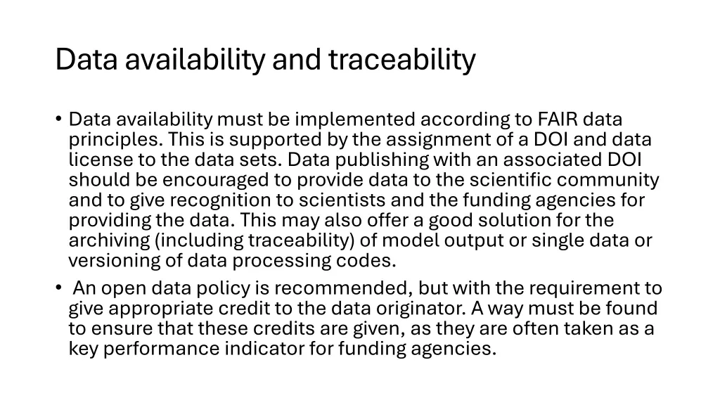data availability and traceability