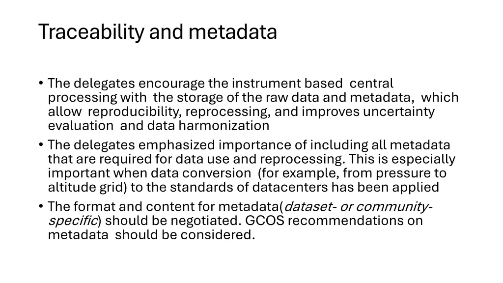 traceabilityand metadata