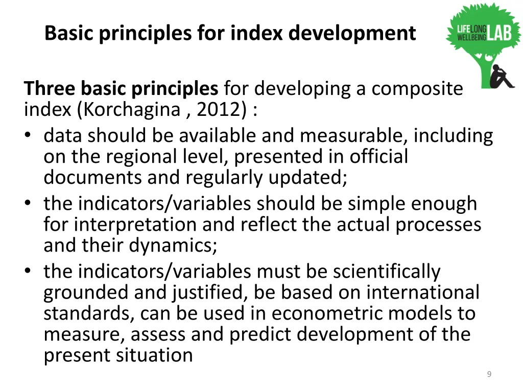 basic principles for index development