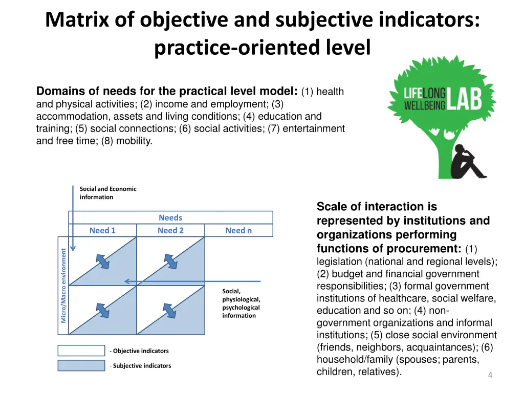 matrix of objective and subjective indicators