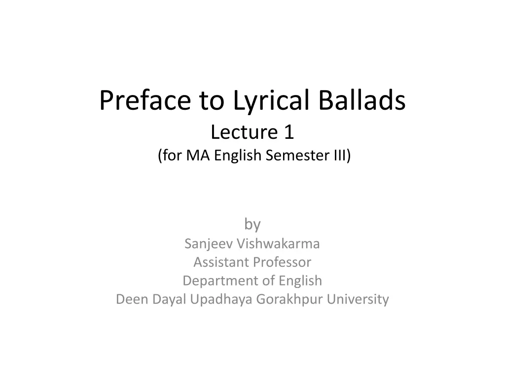 preface to lyrical ballads lecture