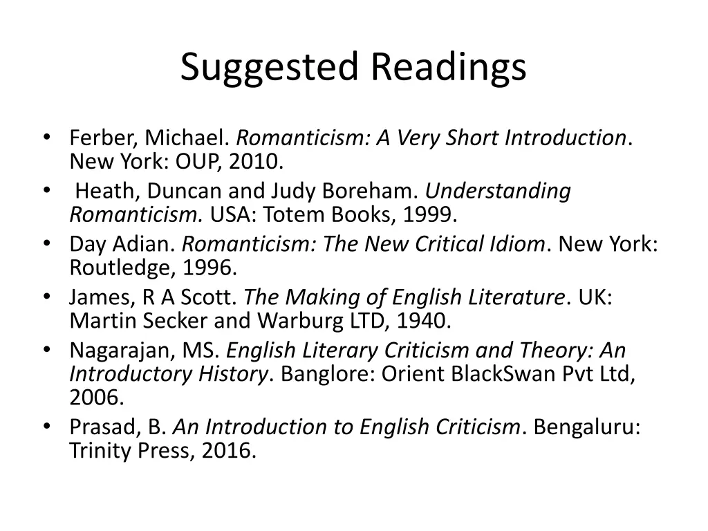 suggested readings