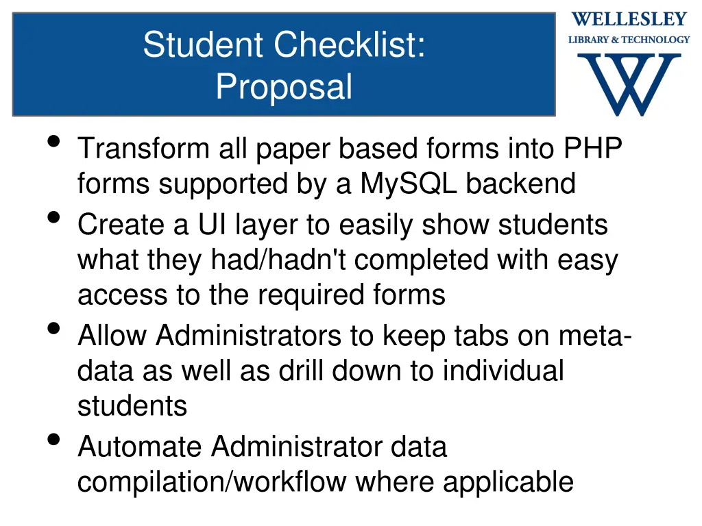 student checklist proposal