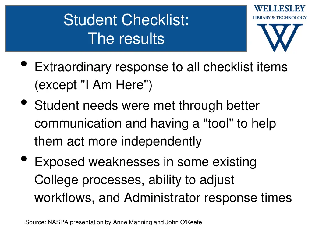 student checklist the results