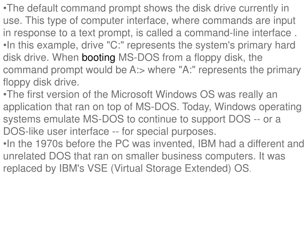 the default command prompt shows the disk drive