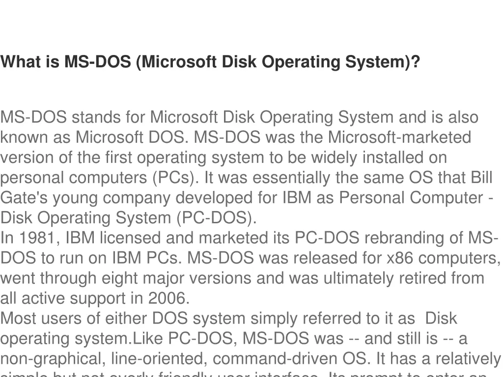 what is ms dos microsoft disk operating system