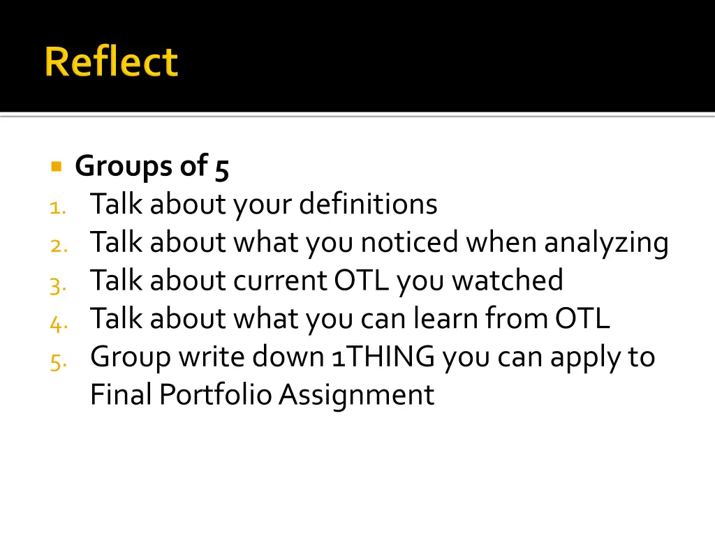 groups of 5 1 talk about your definitions 2 talk