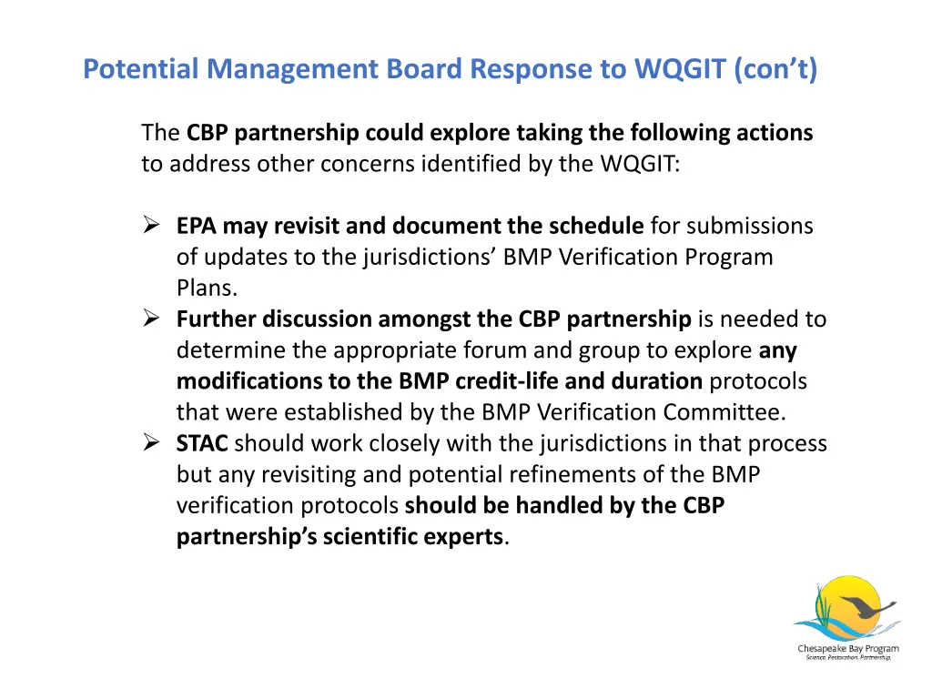 potential management board response to wqgit con t