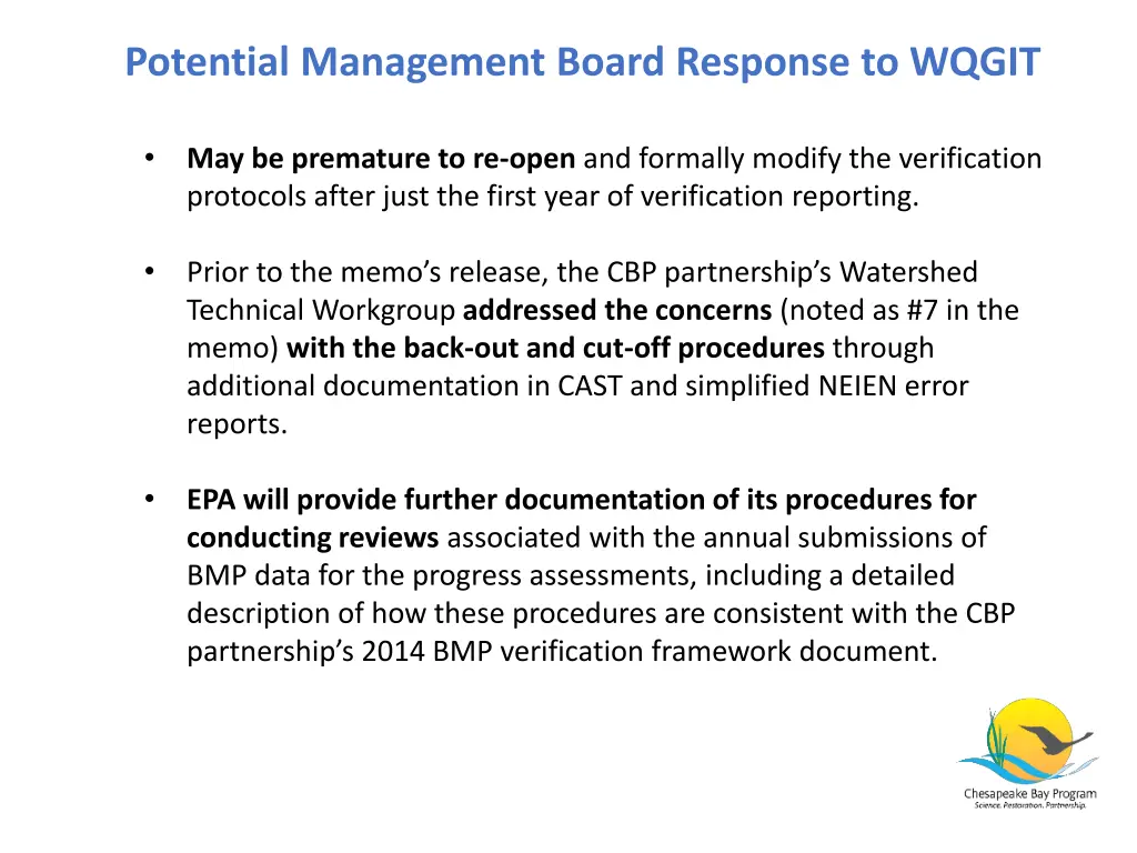 potential management board response to wqgit