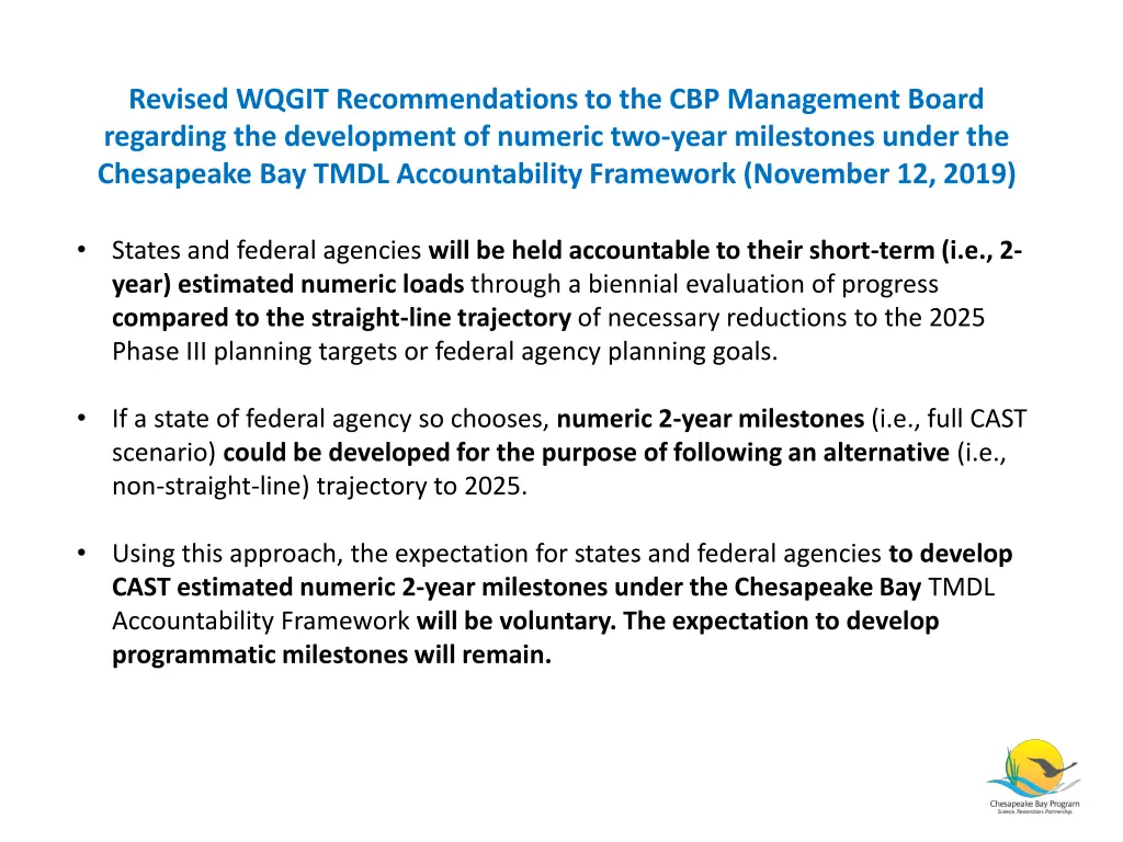 revised wqgit recommendations