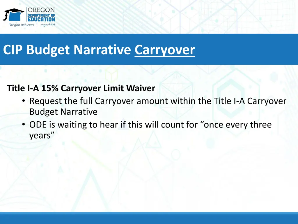 cip budget narrative carryover 1