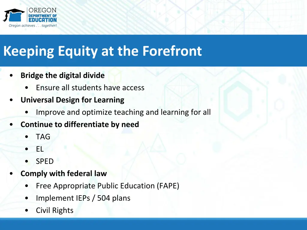 keeping equity at the forefront