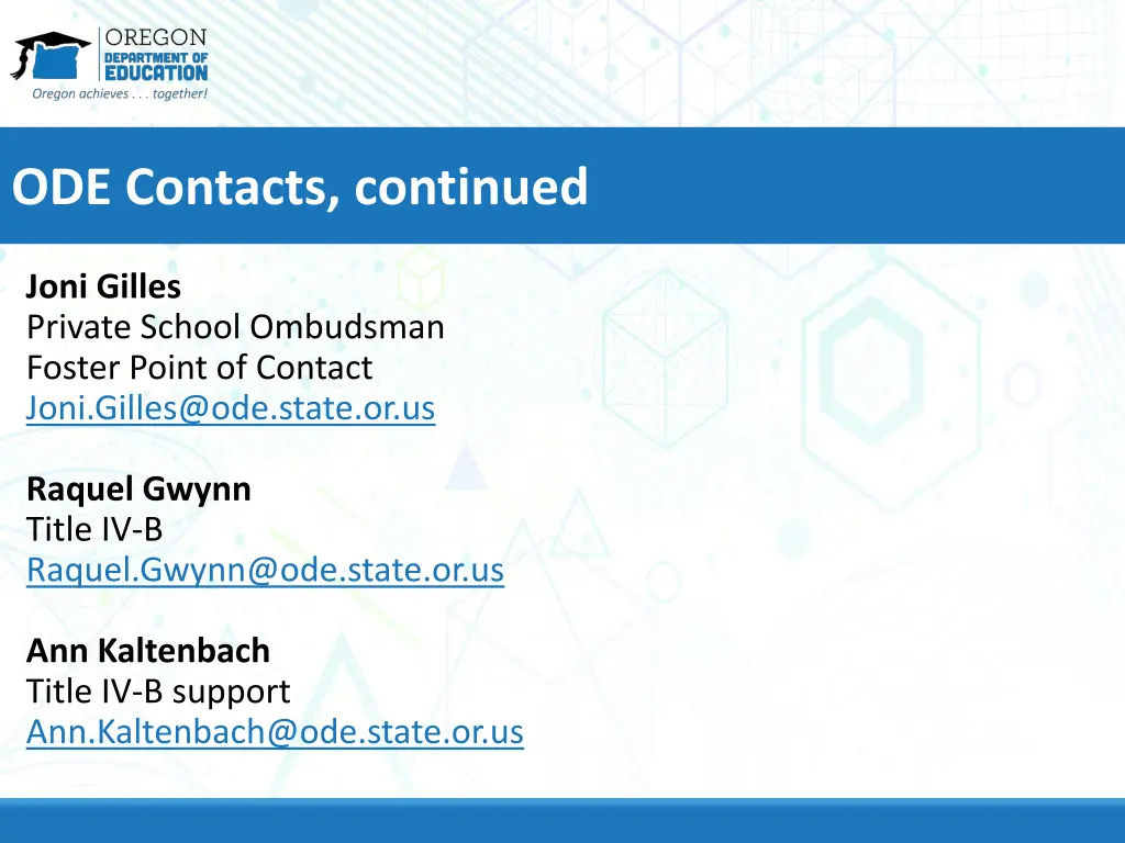 ode contacts continued 2