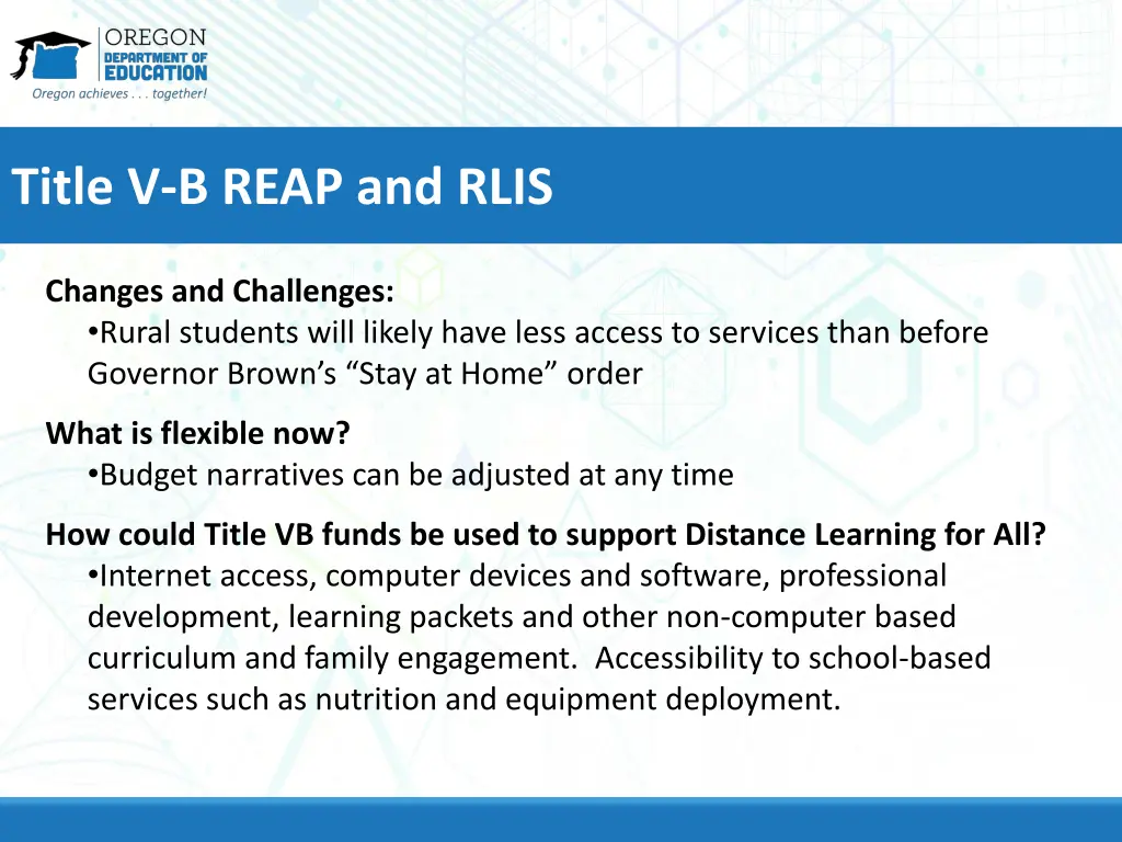 title v b reap and rlis
