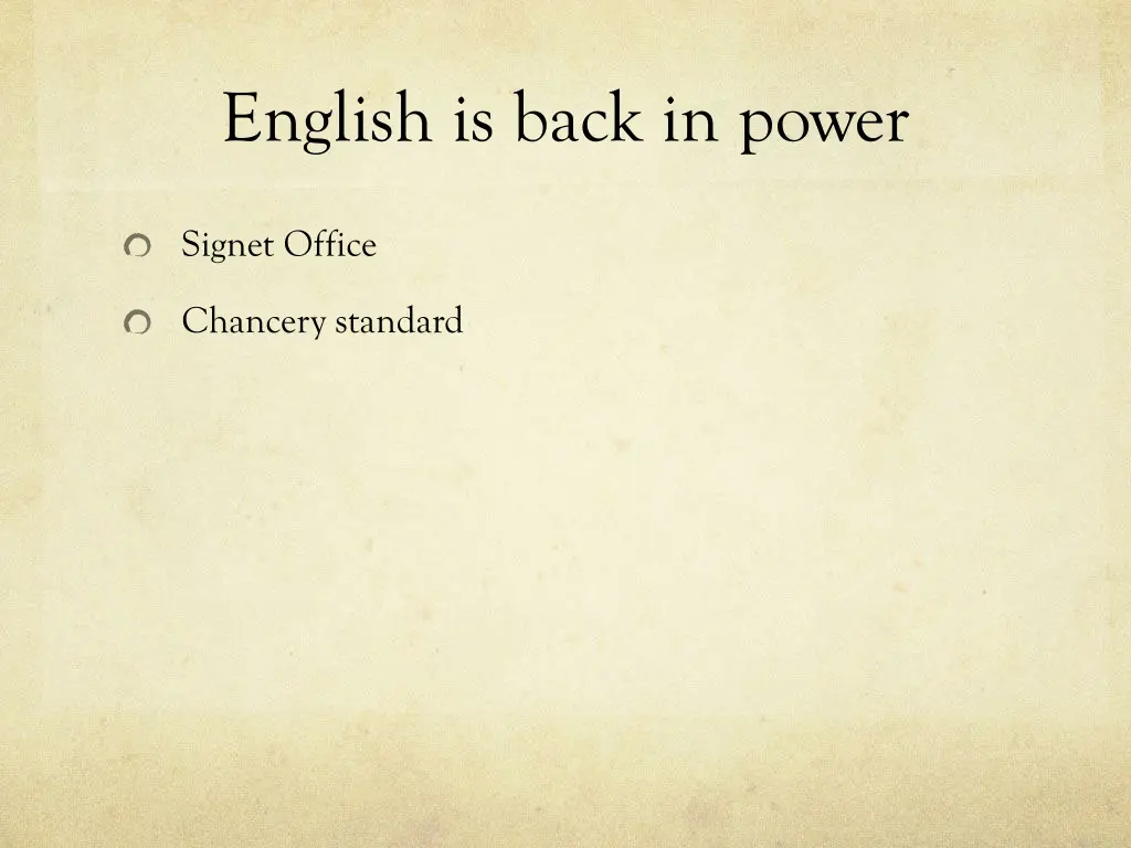 english is back in power