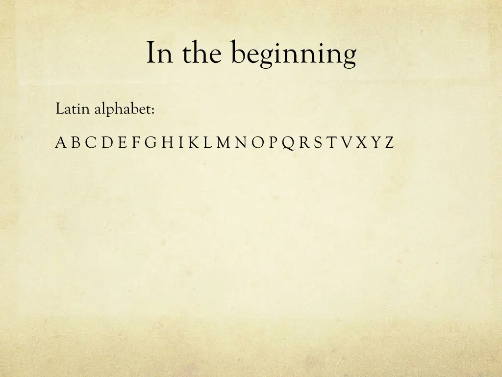 in the beginning 1