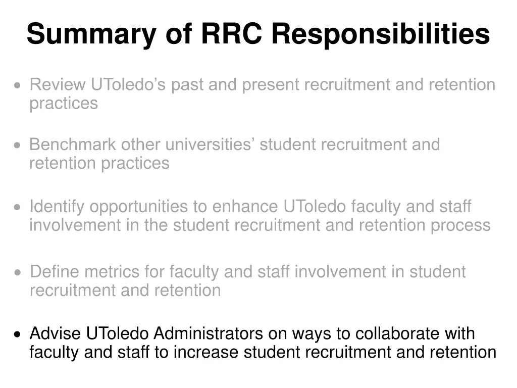 summary of rrc responsibilities