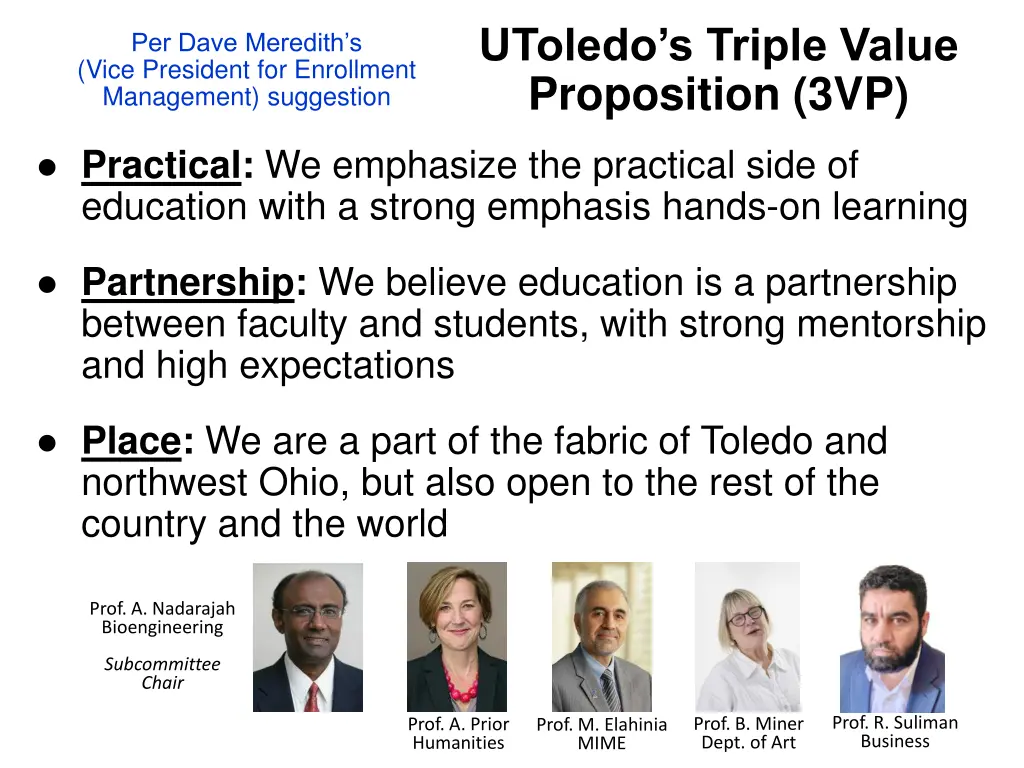 utoledo s triple value proposition 3vp