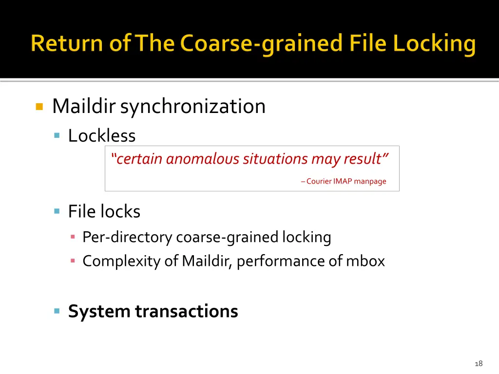 maildir synchronization lockless certain