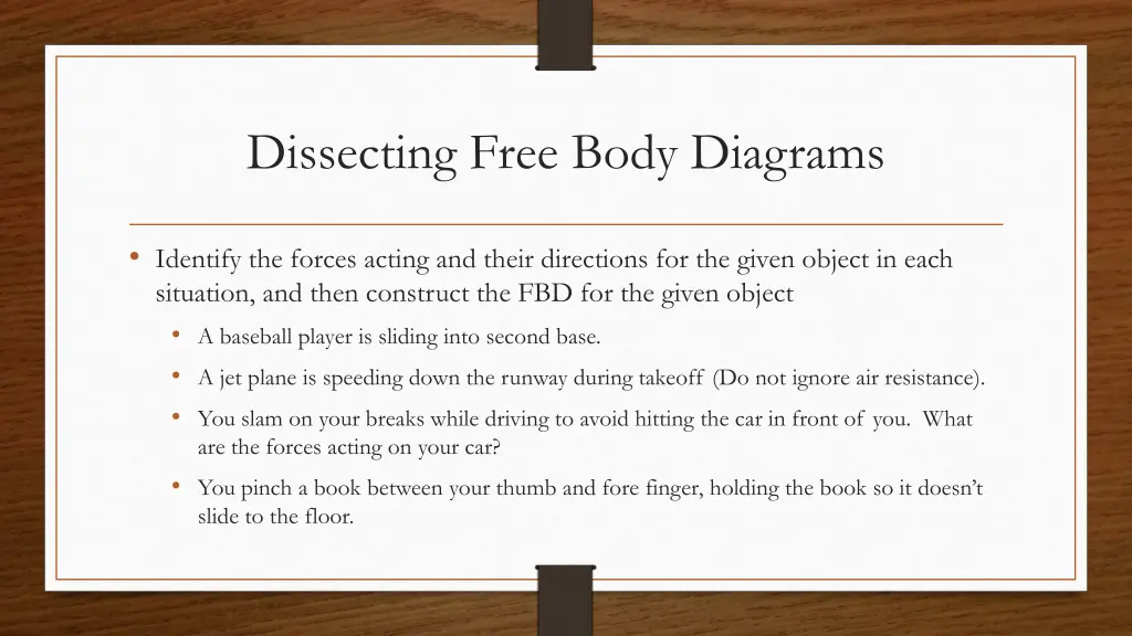 dissecting free body diagrams