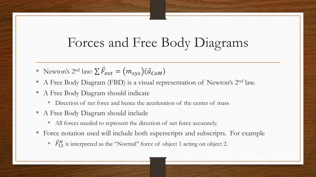forces and free body diagrams