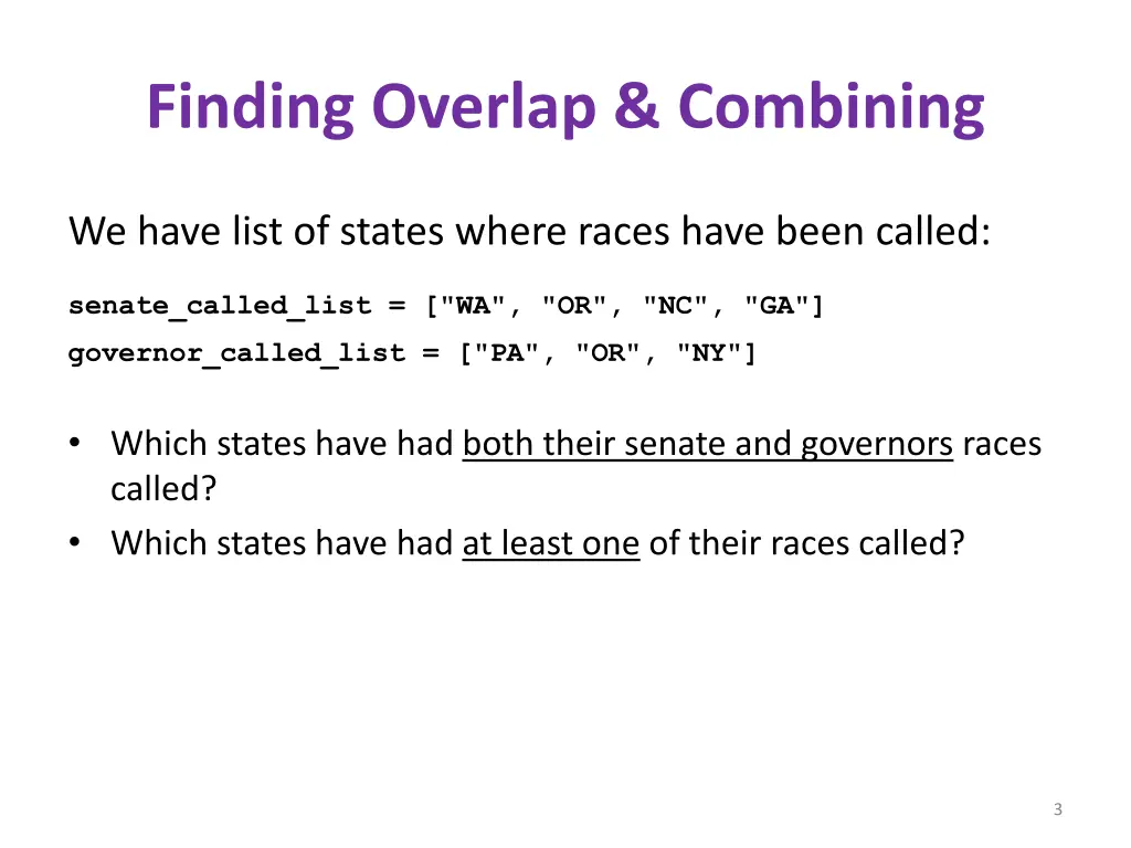 finding overlap combining