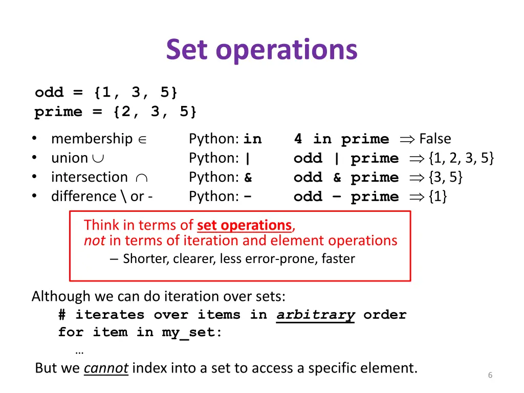 set operations