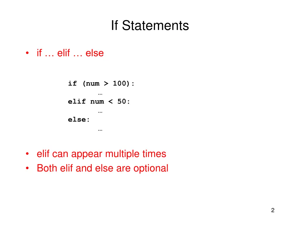 if statements