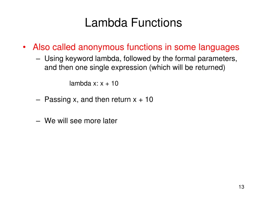 lambda functions