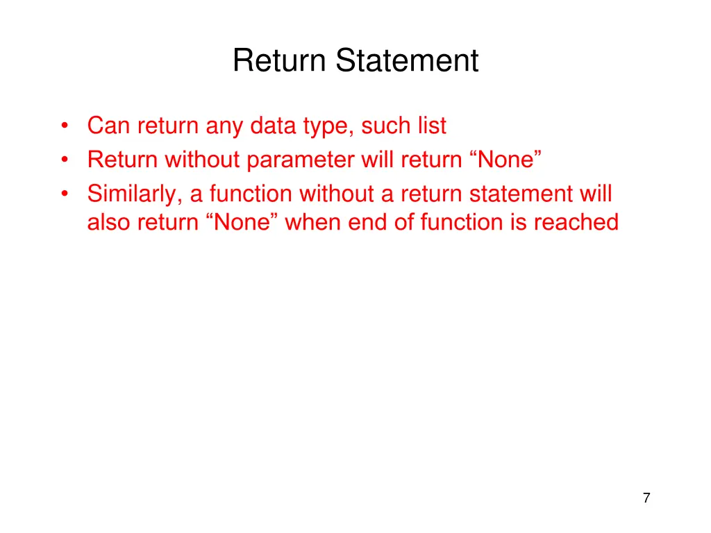 return statement