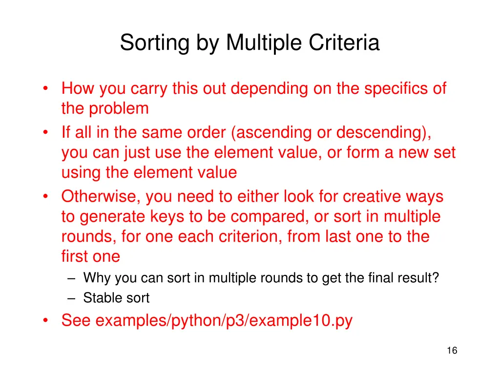 sorting by multiple criteria
