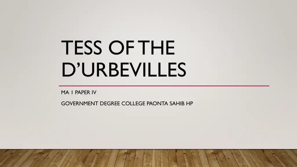 tess of the d urbevilles