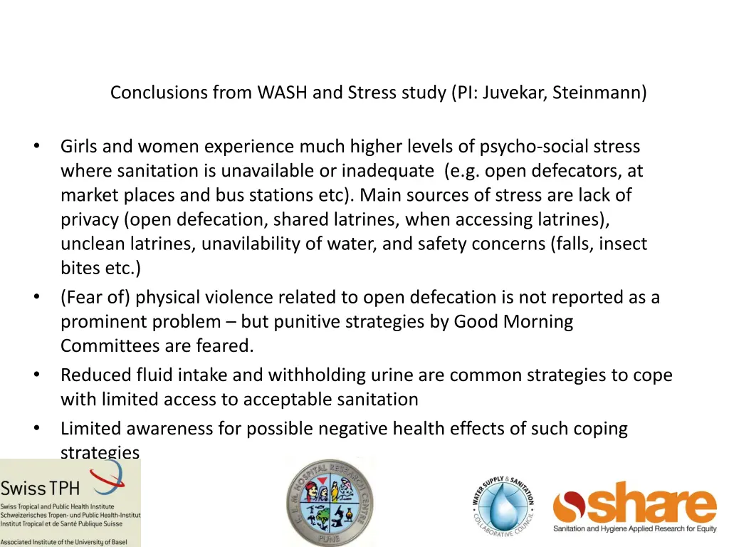 conclusions from wash and stress study pi juvekar