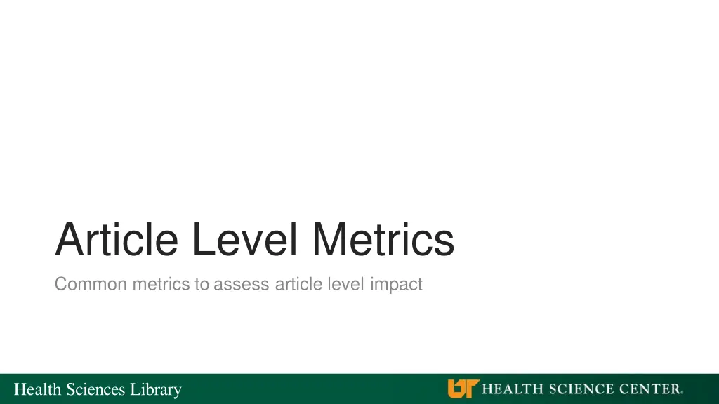 article level metrics common metrics to assess