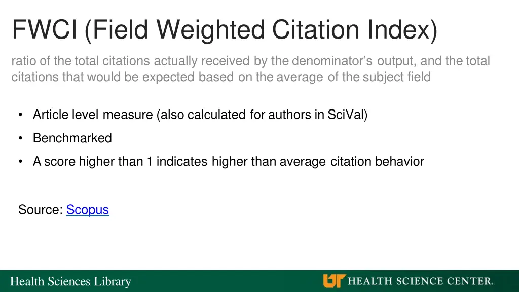 fwci field weighted citation index
