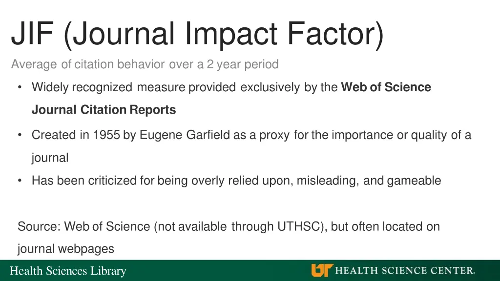 jif journal impact factor average of citation
