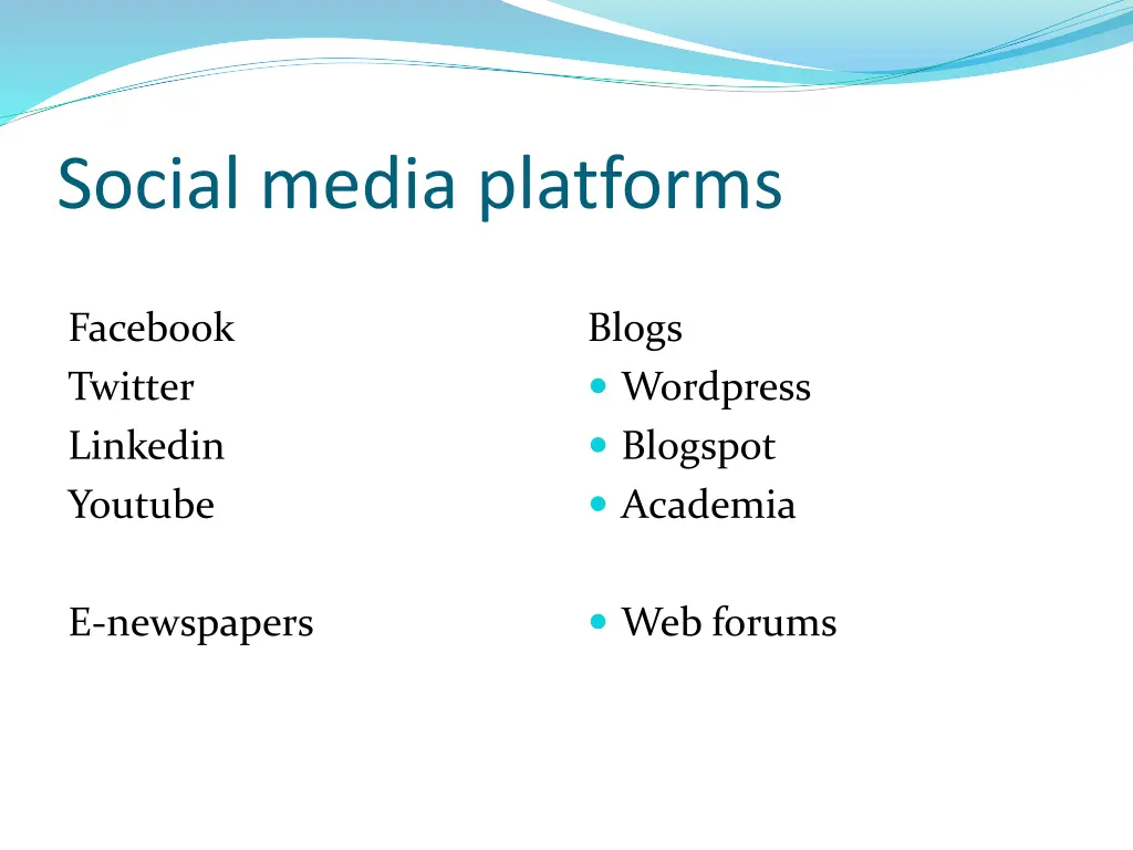 social media platforms